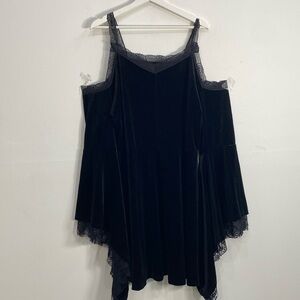 Gothic Velvet Halter Dress Long Flare Sleeve Fairy Lolita Dress Grunge Size XXL